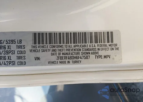 2017 Ram Promaster City Tradesman z USA, uszkodzony, nr VIN ZFBERFAB0H6F47587